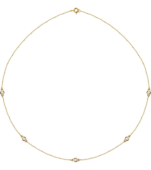 68577 Set 14K Yellow 5-Stone Natural Diamond 3Mm 12 Ctw I1, H+ Each Polished 12 Ctw Natural Diamond Necklace
