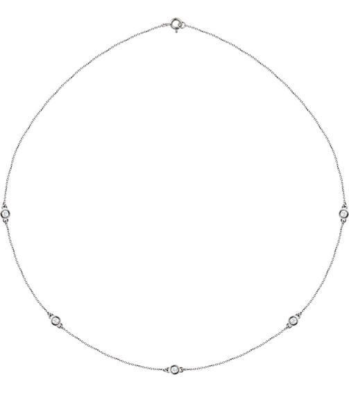 68577 Set 14K White 5-Stone Natural Diamond 3Mm 12 Ctw I1, H+ Each Polished 12 Ctw Natural Diamond Necklace