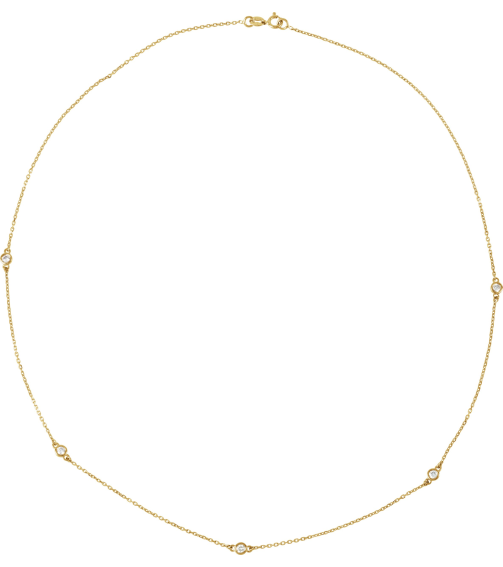 68577 Set 14K Yellow 5-Stone Natural Diamond 3.5Mm 34 Ctw I1, H+ Each Polished 34Ctw Natural Diamond Necklace