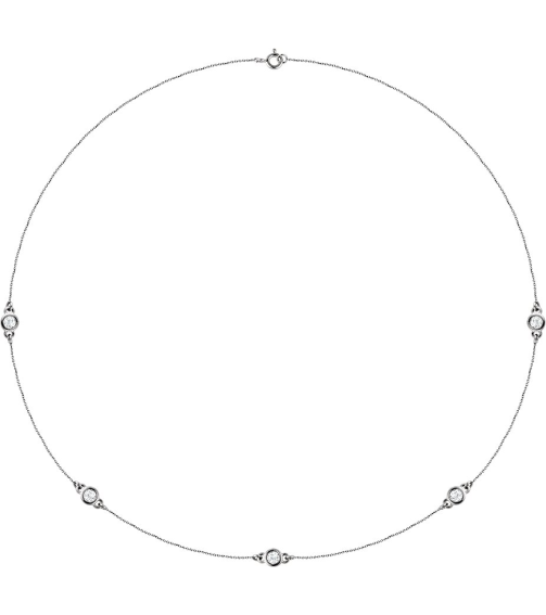 68577 Set 14K White 5-Stone Natural Diamond 3.5Mm 34 Ctw I1, H+ Each Polished 34Ctw Natural Diamond Necklace