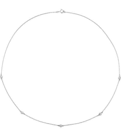 68577 Set 14K White 5-Stone Natural Diamond 3.5Mm 34 Ctw I1, H+ Each Polished 34Ctw Natural Diamond Necklace