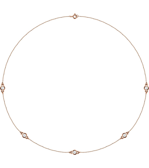 68577 Set 14K Rose 5-Stone Natural Diamond 3.5Mm 34 Ctw I1, H+ Each Polished 34Ctw Natural Diamond Necklace