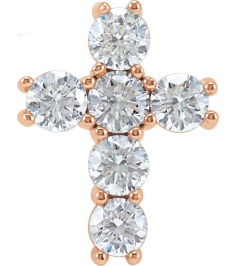 R42309 Pendant Set 14K Rose Round Natural Diamond 3.9Mm 1 38 Ctw I1, G-H Polished Natural Diamond Cross Pendant