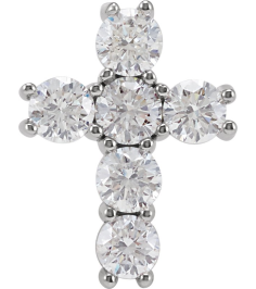 R42309 Pendant Set Platinum Round Natural Diamond 3.9Mm 1 38 Ctw I1, G-H Polished Natural Diamond Cross Pendant