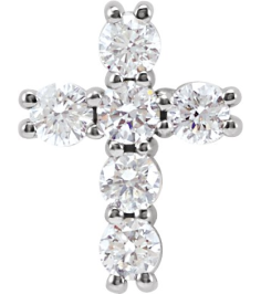 R42309 Pendant Set Platinum Round Natural Diamond 2.2Mm 14 Ctw I1, G-H Polished Natural Diamond Cross Pendant