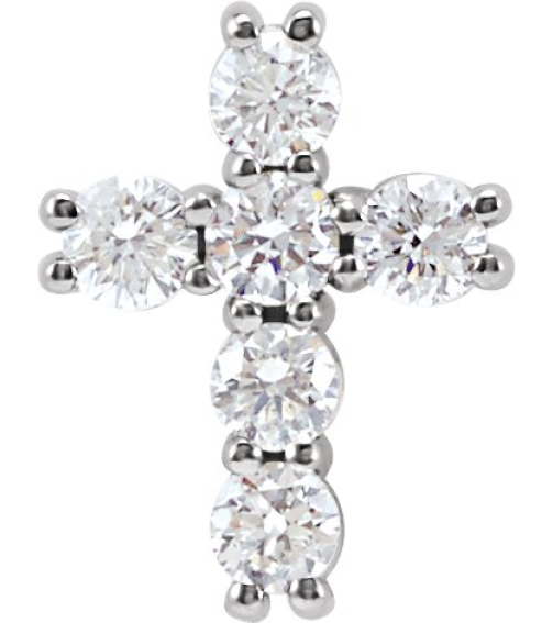 R42309 Pendant Set Platinum Round Natural Diamond 2.2Mm 14 Ctw I1, G-H Polished Natural Diamond Cross Pendant