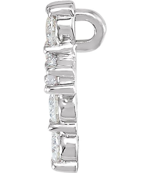 R42309 Pendant Set Platinum Round Natural Diamond 2.2Mm 14 Ctw I1, G-H Polished Natural Diamond Cross Pendant