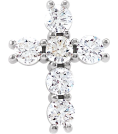 R42309 Pendant Set Platinum Round Natural Diamond 2.4Mm 13 Ctw I1, G-H Polished Natural Diamond Cross Pendant