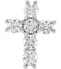 R42309 Pendant Set Platinum Round Natural Diamond 3.2Mm 34 Ctw I1, G-H Polished Natural Diamond Cross Pendant