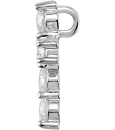 R42309 Pendant Set Platinum Round Natural Diamond 3.2Mm 34 Ctw I1, G-H Polished Natural Diamond Cross Pendant