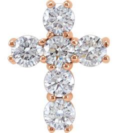 R42309 Pendant Set 14K Rose Round Natural Diamond 3.4Mm 910 Ctw I1, G-H Polished Natural Diamond Cross Pendant