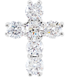 R42309 Pendant Set Platinum Round Natural Diamond 3.4Mm 910 Ctw I1, G-H Polished Natural Diamond Cross Pendant