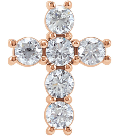 R42309 Pendant Set 14K Rose Round Natural Diamond 3.6Mm 1 16 Ctw I1, G-H Polished Natural Diamond Cross Pendant