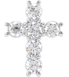 R42309 Pendant Set Platinum Round Natural Diamond 3.6Mm 1 16 Ctw I1, G-H Polished Natural Diamond Cross Pendant