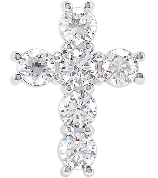 R42309 Pendant Set Platinum Round Natural Diamond 3.6Mm 1 16 Ctw I1, G-H Polished Natural Diamond Cross Pendant