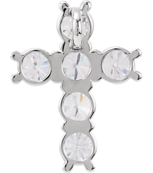 R42309 Pendant Set Platinum Round Natural Diamond 3.6Mm 1 16 Ctw I1, G-H Polished Natural Diamond Cross Pendant