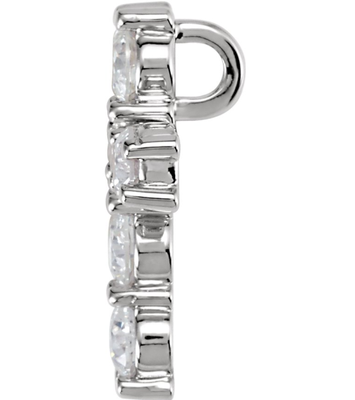 R42309 Pendant Set Platinum Round Natural Diamond 3.6Mm 1 16 Ctw I1, G-H Polished Natural Diamond Cross Pendant