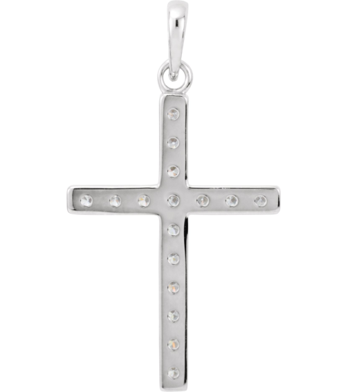 R42308 Pendant Set Platinum Round Natural Diamond 1.7Mm 14 Ctw I1, G-H Polished 14 Ctw Natural Diamond Cross Pendant