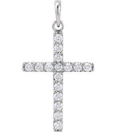 R42308 Pendant Set Platinum Round Natural Diamond 2Mm 12 Ctw I1, G-H Polished 12 Ctw Natural Diamond Cross Pendant