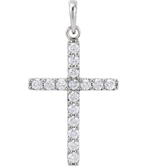 R42308 Pendant Set Platinum Round Natural Diamond 2Mm 12 Ctw I1, G-H Polished 12 Ctw Natural Diamond Cross Pendant