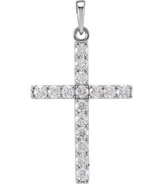 R42308 Pendant Set Platinum Round Natural Diamond 2.4Mm 34 Ctw I1, G-H Polished 34 Ctw Natural Diamond Cross Pendant