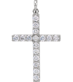 R42308 Pendant Set Platinum Round Natural Diamond 2.8Mm 1 14 Ctw I1, G-H Polished 1 14Ctw Natural Diamond Cross Pendant
