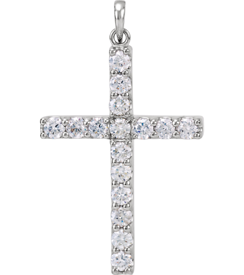 R42308 Pendant Set Platinum Round Natural Diamond 2.8Mm 1 14 Ctw I1, G-H Polished 1 14Ctw Natural Diamond Cross Pendant