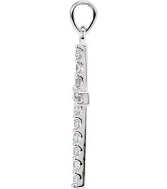 R42308 Pendant Set Platinum Round Natural Diamond 2.8Mm 1 14 Ctw I1, G-H Polished 1 14Ctw Natural Diamond Cross Pendant