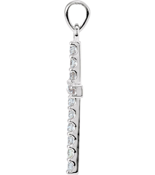 R42308 Pendant Set Platinum Round Natural Diamond 2.8Mm 1 14 Ctw I1, G-H Polished 1 14Ctw Natural Diamond Cross Pendant