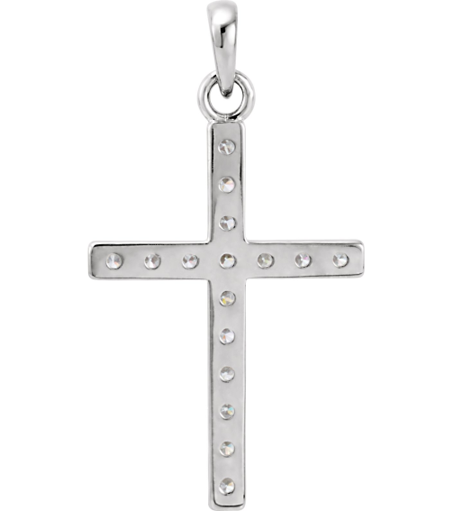 R42308 Pendant Set Platinum Round Natural Diamond 2.8Mm 1 14 Ctw I1, G-H Polished 1 14Ctw Natural Diamond Cross Pendant