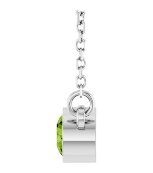 61134 Necklace Set 14K White Round Natural Peridot 4 Mm 16 In Polished Natural Peridot Solitaire Necklace