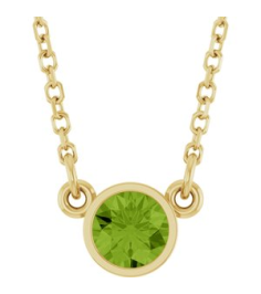 61134 Necklace Set 14K Yellow Round Natural Peridot 4 Mm 16 In Polished Natural Peridot Solitaire Necklace