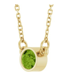 61134 Necklace Set 14K Yellow Round Natural Peridot 4 Mm 16 In Polished Natural Peridot Solitaire Necklace