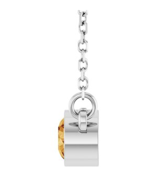 61134 Necklace Set 14K White Round Natural Citrine 4 Mm 16 In Polished Natural Citrine Solitaire Necklace