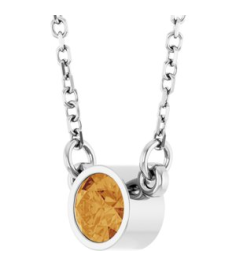 61134 Necklace Set 14K White Round Natural Citrine 4 Mm 16 In Polished Natural Citrine Solitaire Necklace