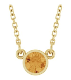 61134 Necklace Set 14K Yellow Round Natural Citrine 4 Mm 16 In Polished Natural Citrine Solitaire Necklace
