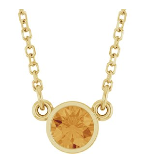 61134 Necklace Set 14K Yellow Round Natural Citrine 4 Mm 16 In Polished Natural Citrine Solitaire Necklace