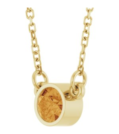 61134 Necklace Set 14K Yellow Round Natural Citrine 4 Mm 16 In Polished Natural Citrine Solitaire Necklace