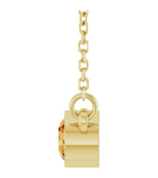 61134 Necklace Set 14K Yellow Round Natural Citrine 4 Mm 16 In Polished Natural Citrine Solitaire Necklace