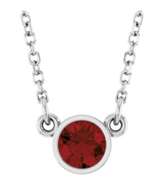 61134 Necklace Set 14K White Round Natural Mozambique Garnet 4 Mm 16 In Polished Natural Mozambique Garnet Solitaire Necklace