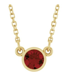 61134 Necklace Set 14K Yellow Round Natural Mozambique Garnet 4 Mm 16 In Polished Natural Mozambique Garnet Solitaire Necklace
