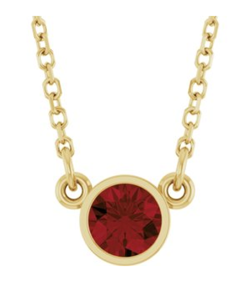 61134 Necklace Set 14K Yellow Round Natural Mozambique Garnet 4 Mm 16 In Polished Natural Mozambique Garnet Solitaire Necklace