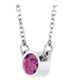 61134 Necklace Set 14K White Round Natural Pink Tourmaline 4 Mm 16 In Polished Natural Pink Tourmaline Solitaire Necklace