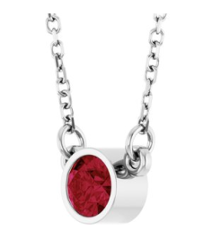 61134 Necklace Set 14K White Round Natural Ruby 4 Mm 16 In Polished Natural Ruby Solitaire Necklace