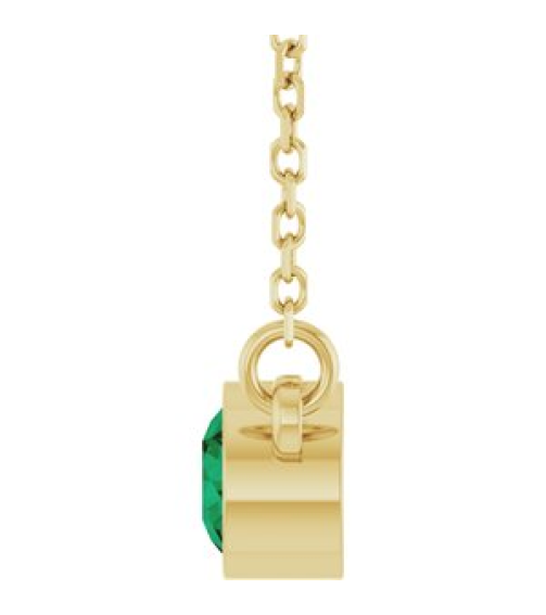 61134 Necklace Set 14K Yellow Round Natural Emerald 4 Mm 16 In Polished Natural Emerald Solitaire Necklace