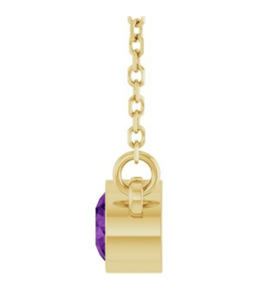 61134 Necklace Set 14K Yellow Round Natural Amethyst 4 Mm 16 In Polished Natural Amethyst Solitaire Necklace