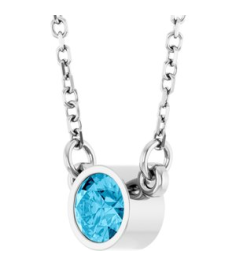 61134 Necklace Set 14K White Round Natural Aquamarine 4 Mm 16 In Polished Natural Aquamarine Soliataire Necklace