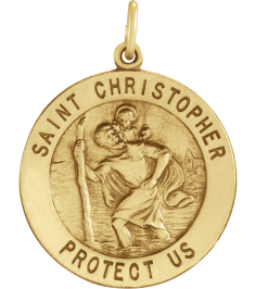 R5024 Pendant 14K Yellow 25 Mm Polished Round St. Christopher Medal