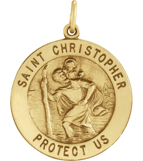 R5024 Pendant 14K Yellow 25 Mm Polished Round St. Christopher Medal