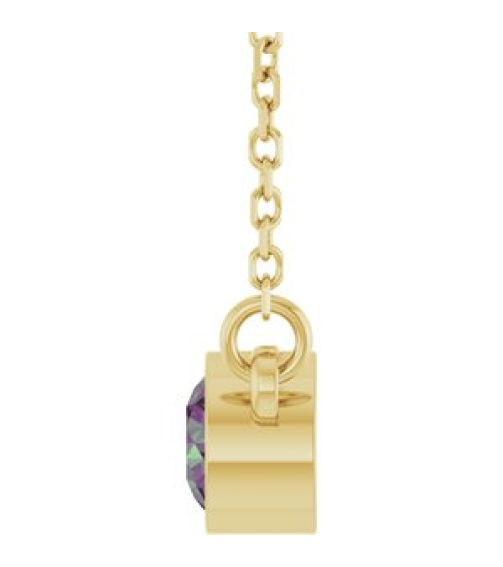 61134 Necklace Set 14K Yellow Round Lab-Grown Alexandrite 4 Mm 16 In Polished Lab-Grown Alexandrite Solitaire Necklace
